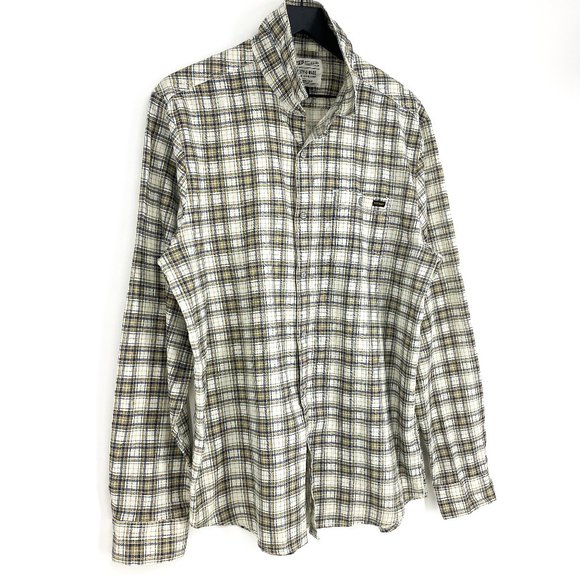 VOLCOM Workwear Fit for Comfort Plaid Long Sleeve Button Up Shirt Size L - Picture 2 of 16